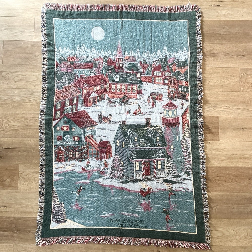 VTG Department 56 Christmas Winter New England Series Woven Cotton Throw Blanket